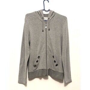 Free Spirit Grey Zip Up Hoodie Hooded Jacket Medium M Active Workout Sweatshirt